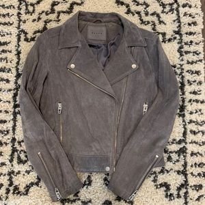 BLANKNYC Grey Suede Leather Moto Jacket S